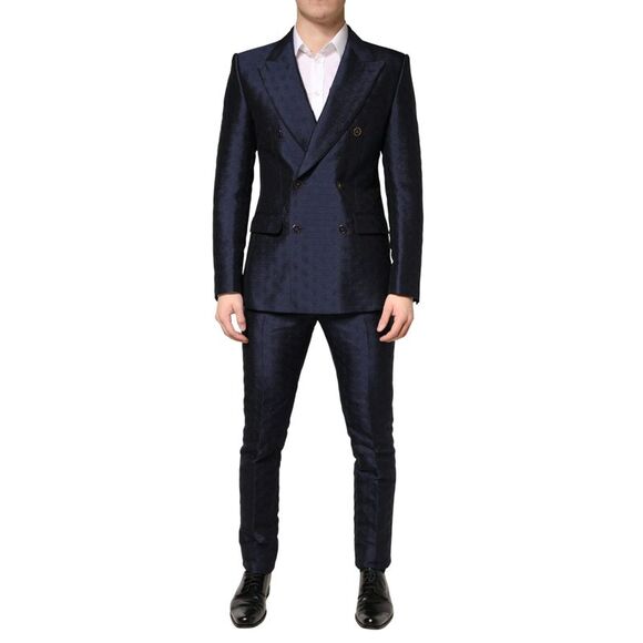 Dolce & Gabbana Dark Blue Double Breasted SICILIA 2 PC Men's Suit